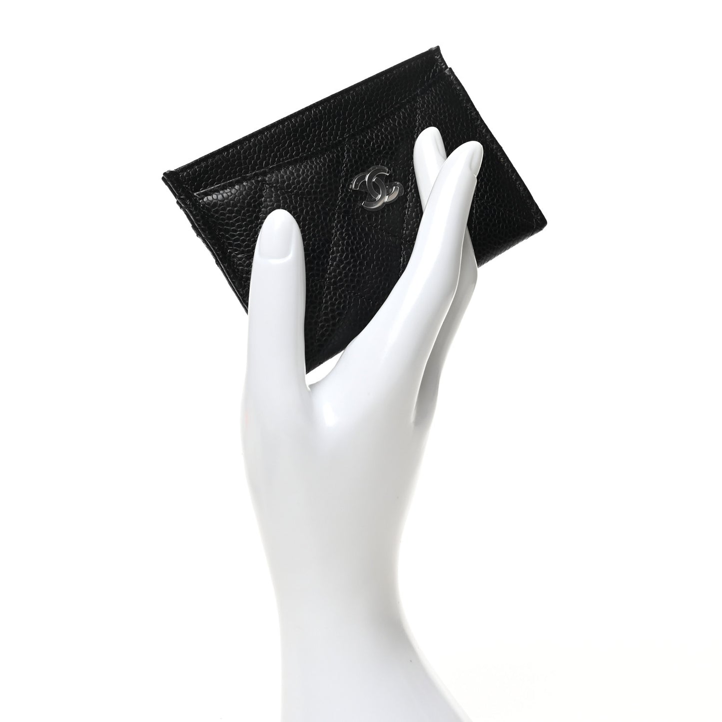 Caviar Quilted Card Holder Black