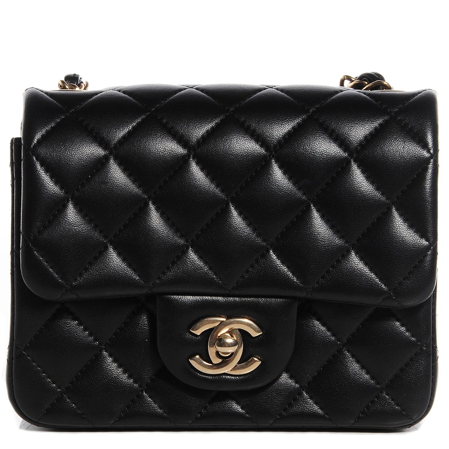 Lambskin Quilted Mini Square Flap Black