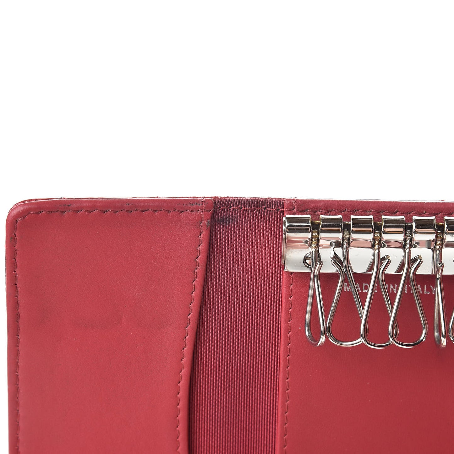 Metallic Caviar Quilted 6 Key Holder Dark Pink