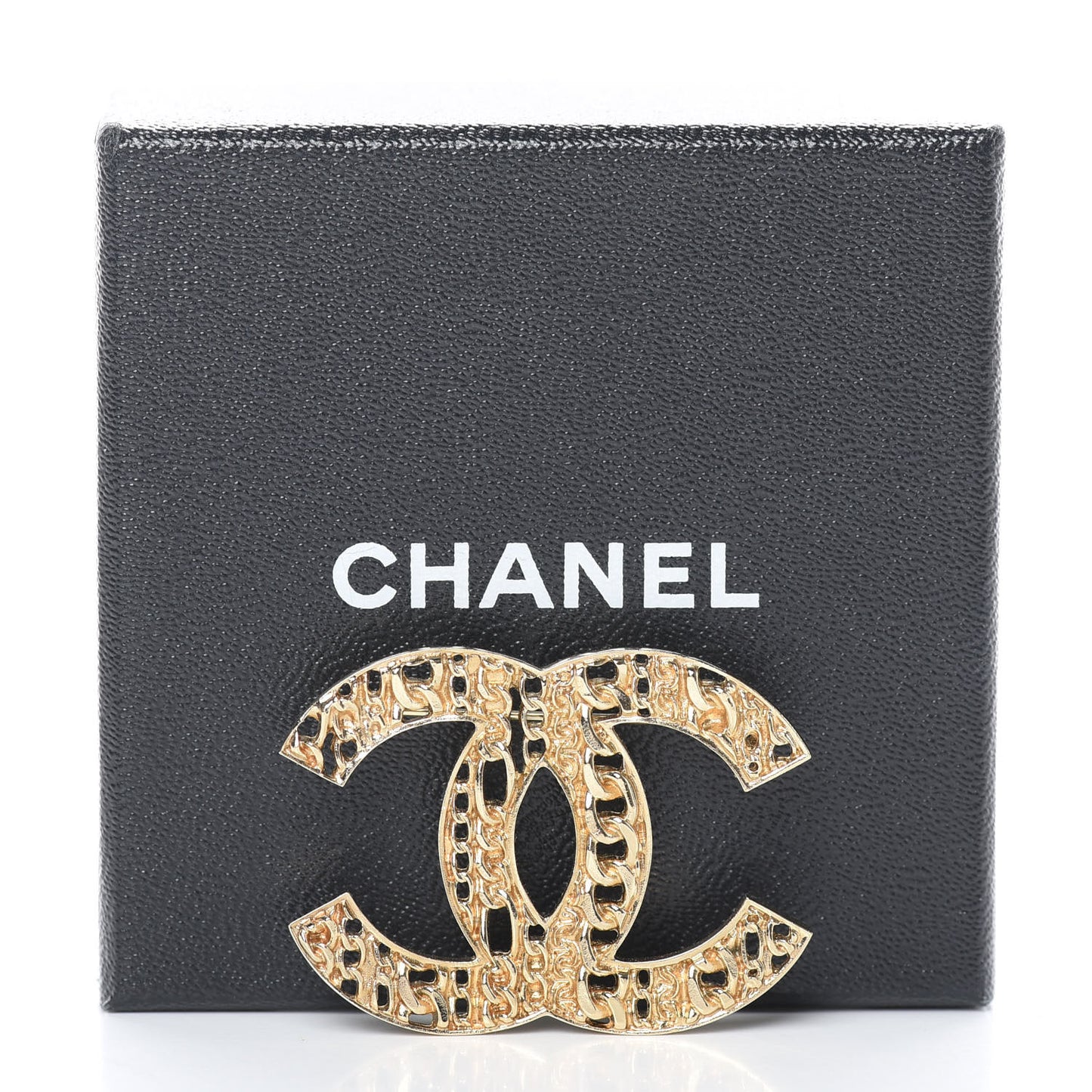 Chain CC Brooch Pin Light Gold
