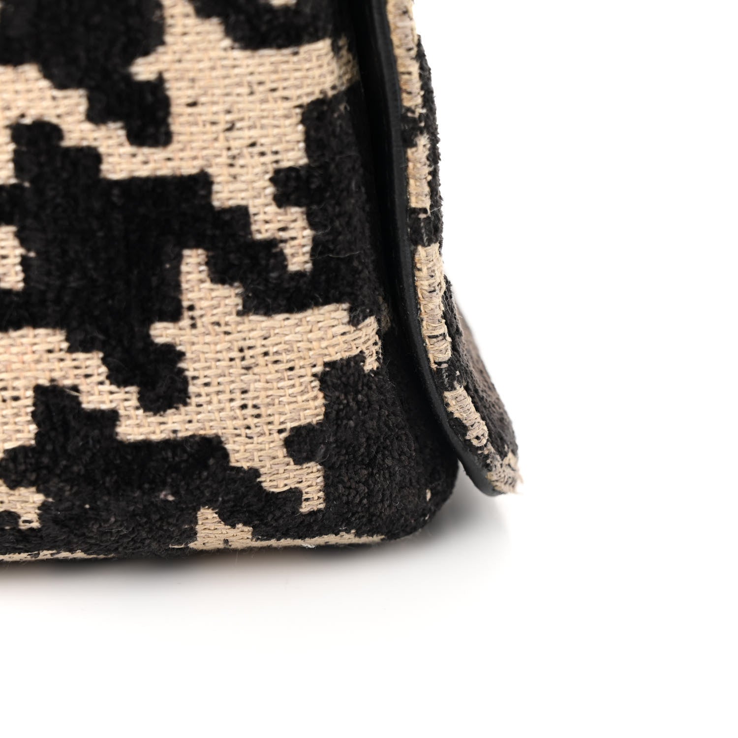 Christian Dior Technical Canvas Macro Houndstooth Medium Caro Bag Black White 18 of 18