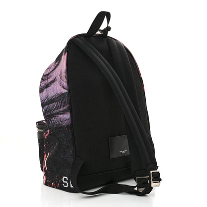 Saint Laurent Canvas Palm Tree Sunset City Backpack Violet Black 3 of 9