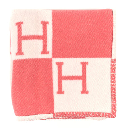 Hermes Wool Cashmere Avalon Baby Blanket Rose Airelle White 1 of 3