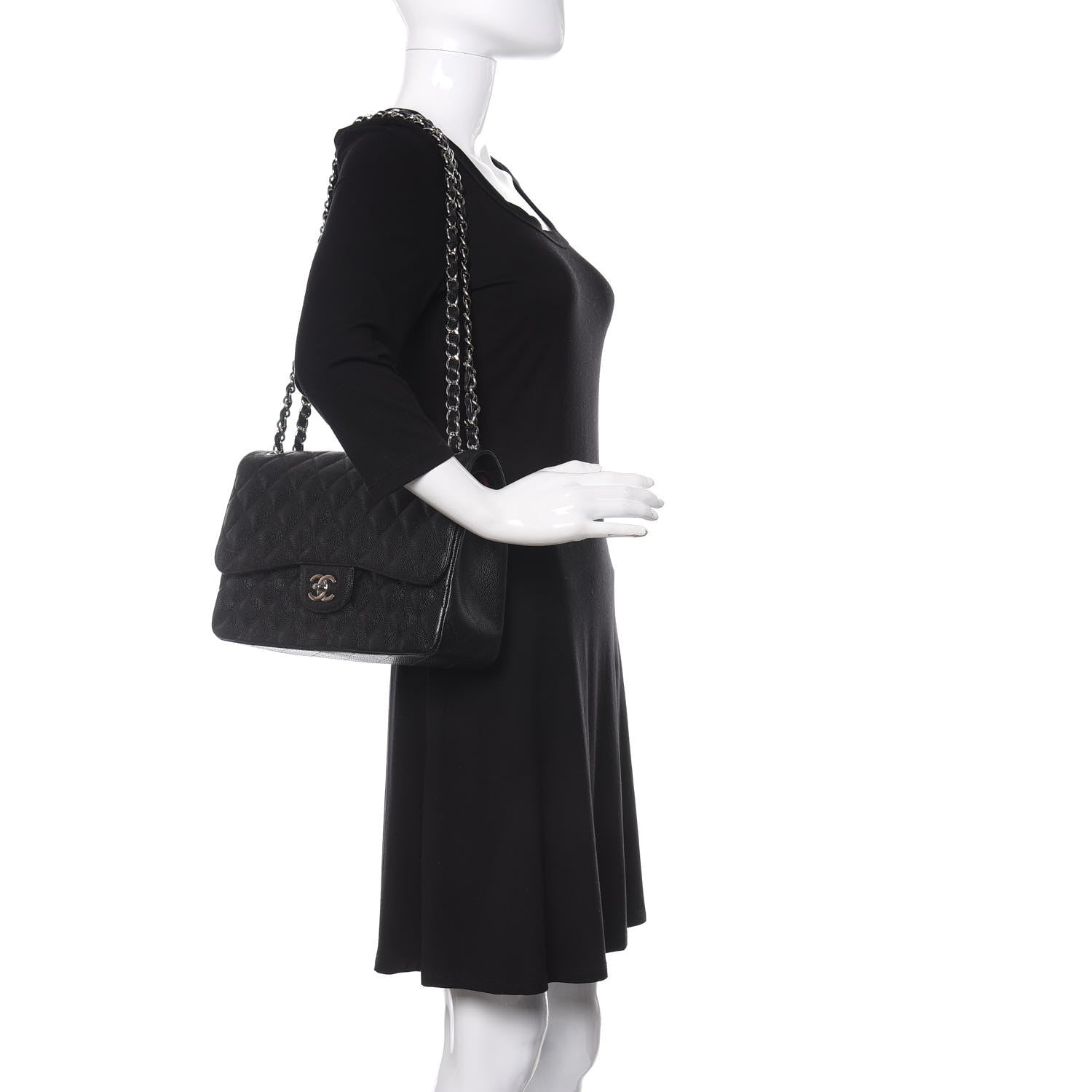Chanel Caviar Quilted Jumbo Double Flap Black 2 of 16