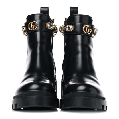 Gucci Calfskin Crystal GG Trip Chelsea Ankle Boots 39.5 Black 2 of 17