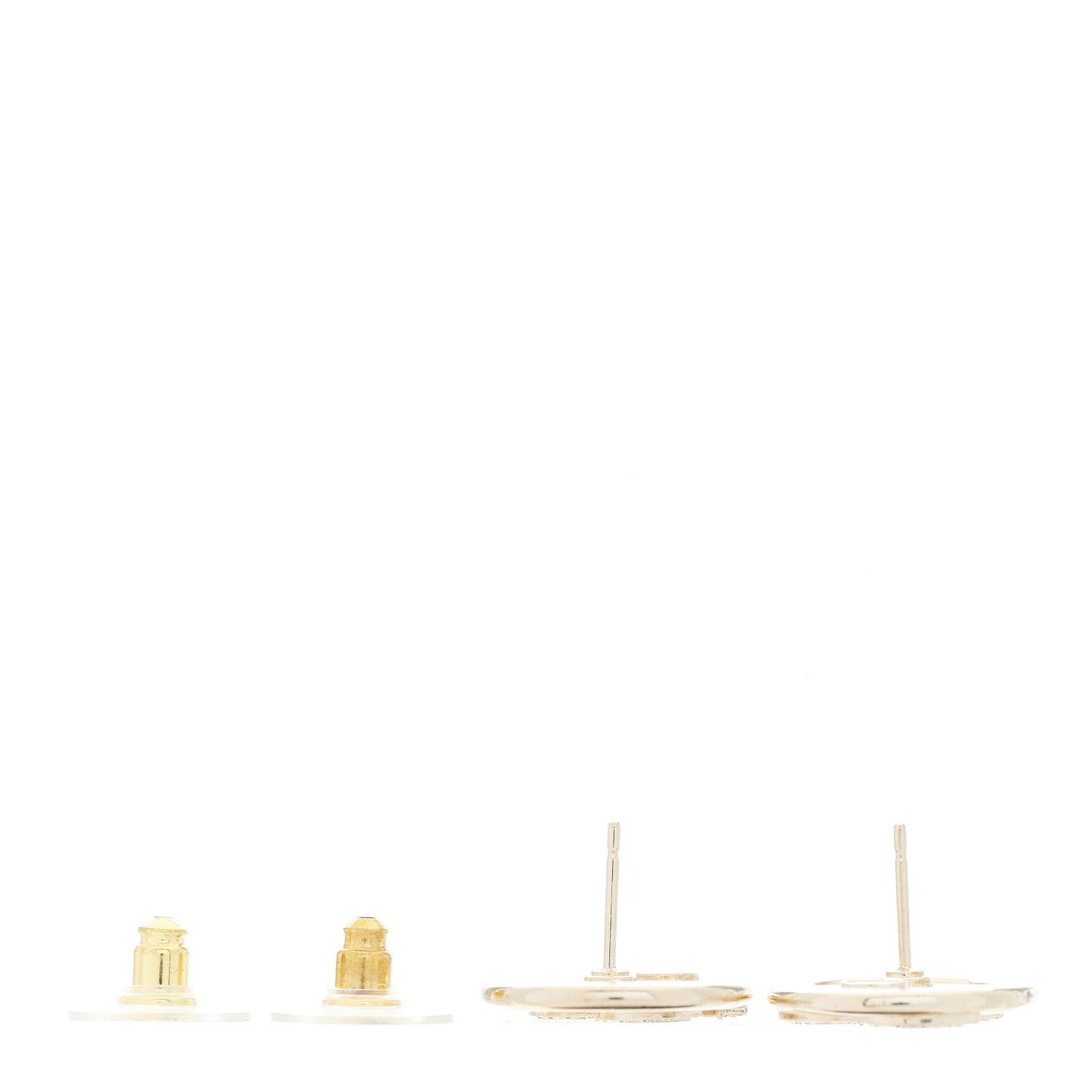Crystal CC Round Earrings Gold
