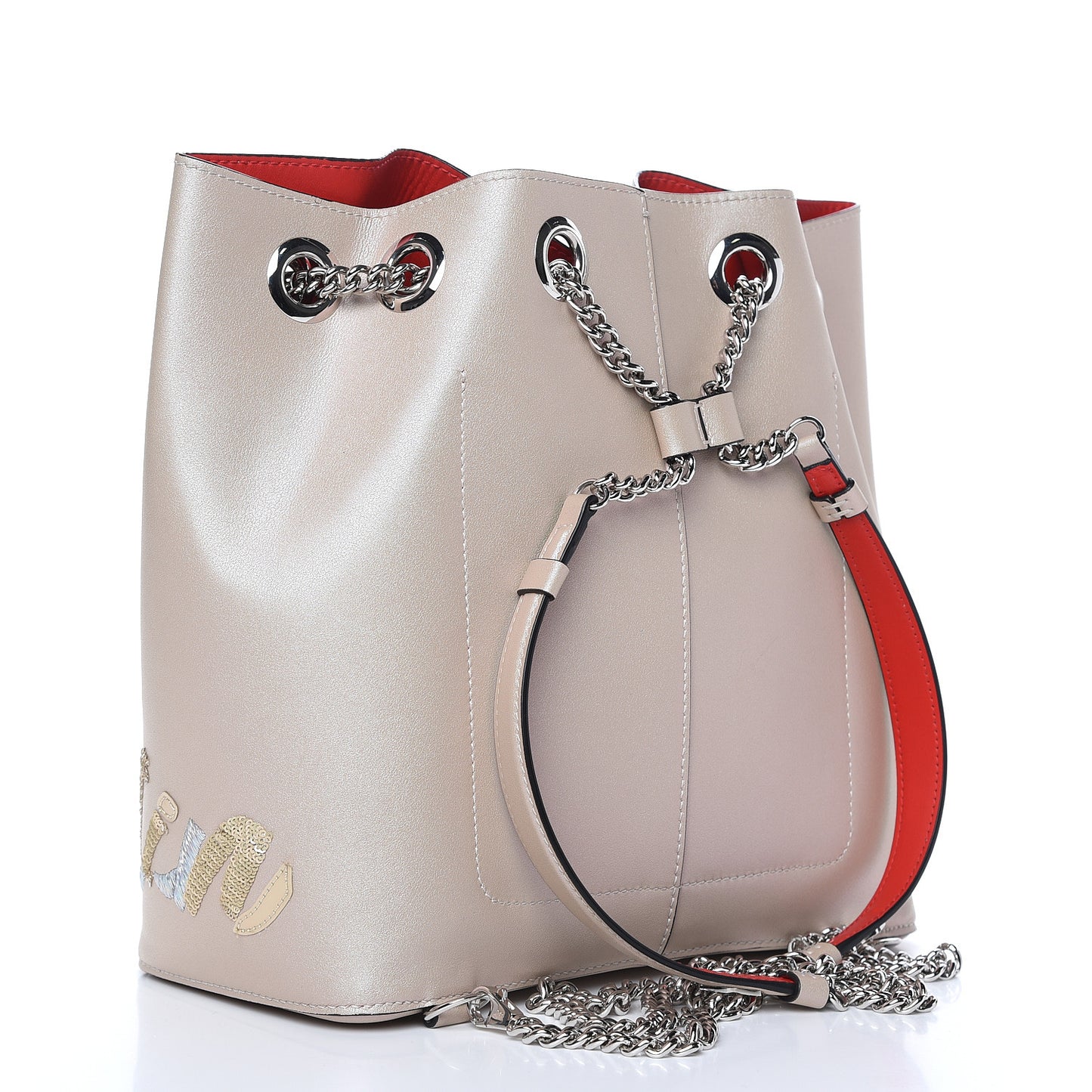 Calfskin Paris Marie Jane Logo Backpack Nude Platine