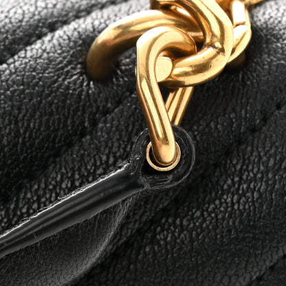 Saint Laurent Sheepskin Matelasse Chevron Monogram Medium College Bag Black 12 of 13
