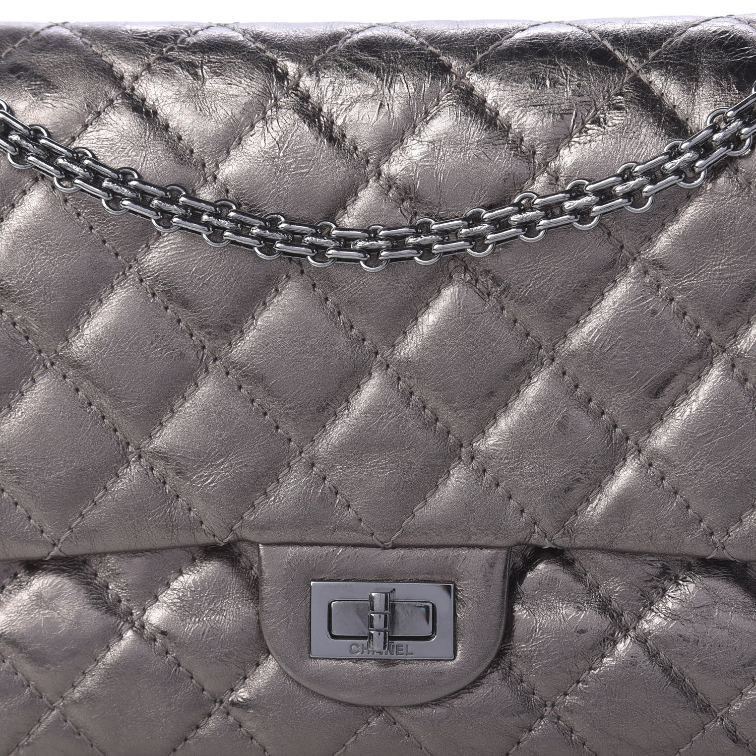 Chanel Metallic Aged Calfskin Quilted 2.55 Reissue 226 Flap Dark Silver 10 of 11