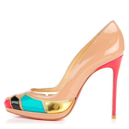 Christian Louboutin Patent Fluo Specchio Astrogirl 120 Pumps 37 Nude 1 of 7