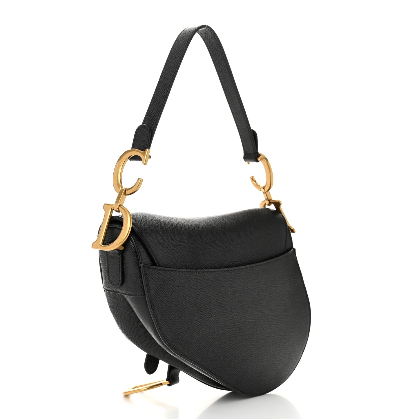Grained Calfskin Saddle Bag Black