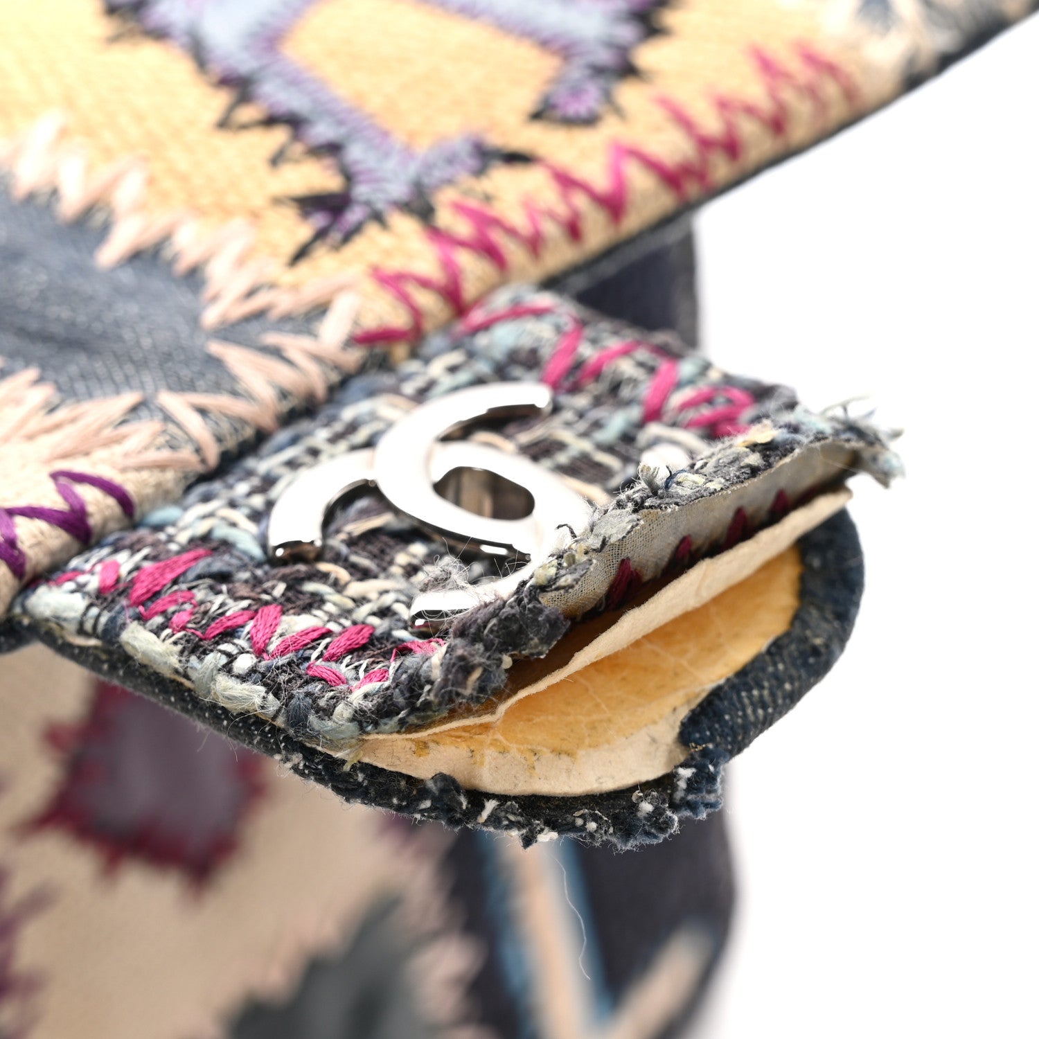 Chanel Denim Tweed Patchwork Jumbo Single Flap Multicolor 12 of 13