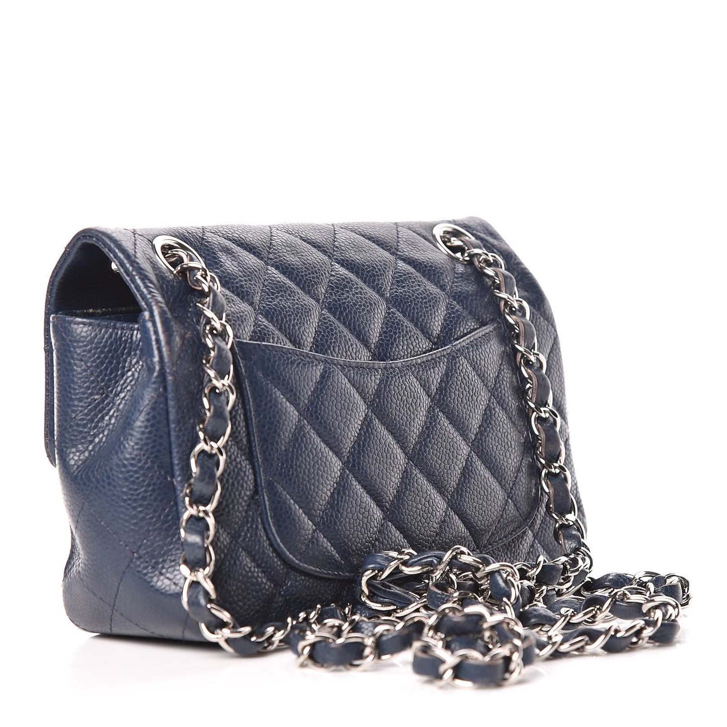 Caviar Quilted Mini Rectangular Flap Navy