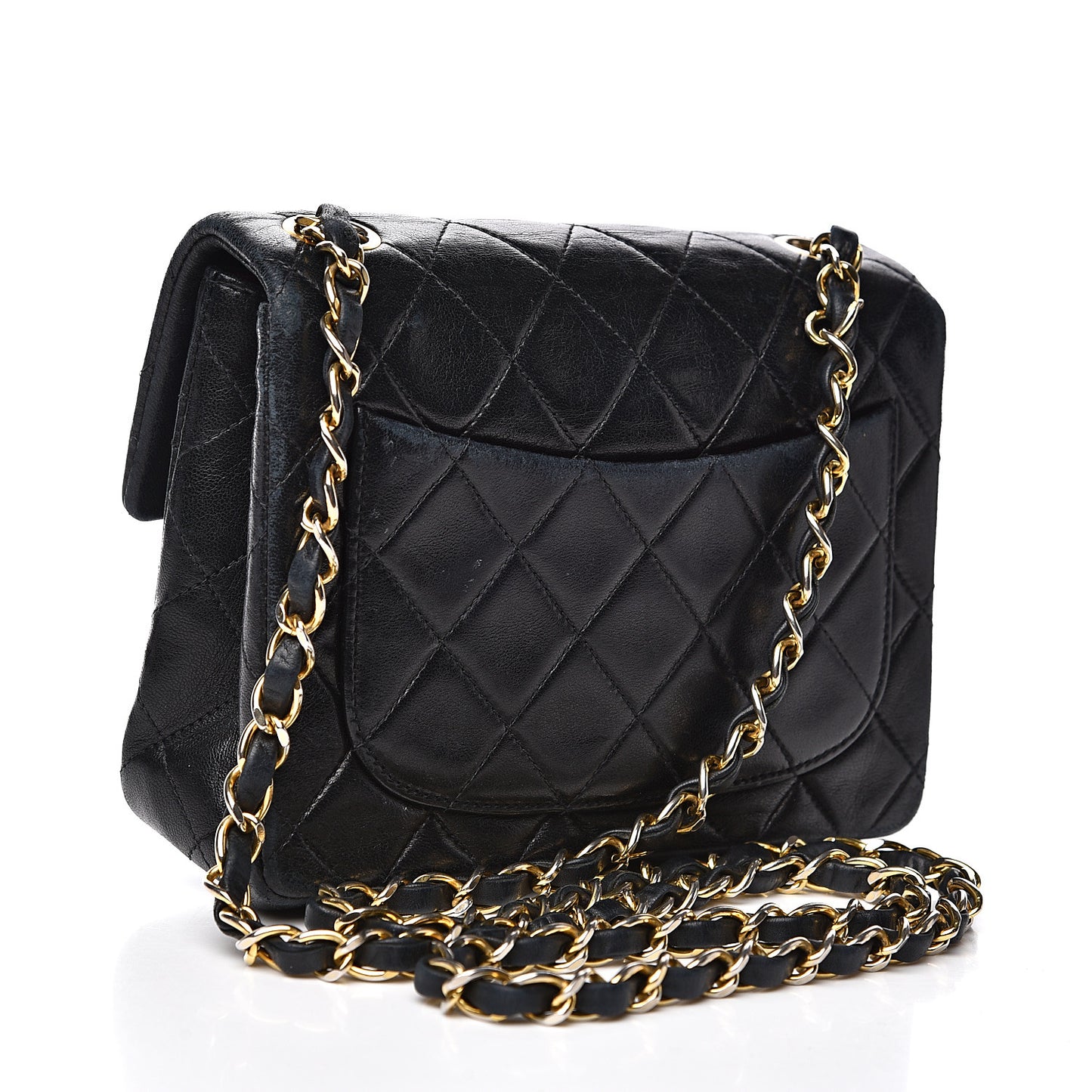 Lambskin Quilted Mini Square Flap Black