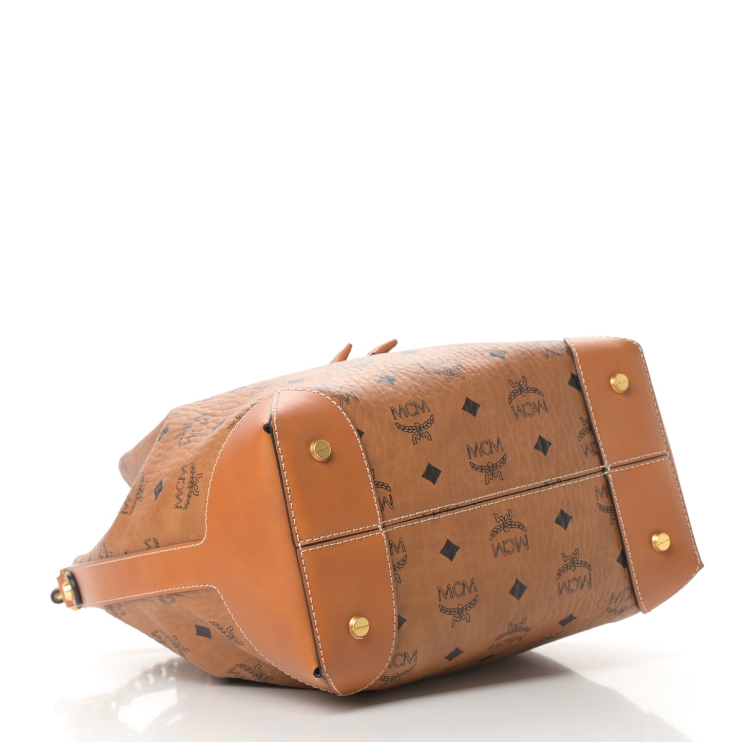 Visetos Small Soft Berlin Drawstring Bucket Bag Cognac