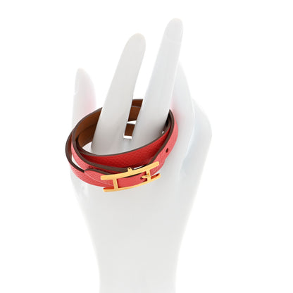 Hermes Epsom Behapi Double Tour Bracelet S Rose Extreme 2 of 6