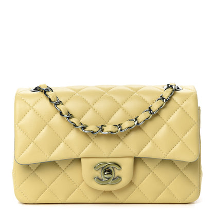 Chanel Lambskin Quilted Mini Rectangular Flap Yellow Blue 1 of 10