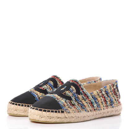 Chanel Tweed Grosgrain CC Espadrilles 41 Multicolor Black 3 of 11