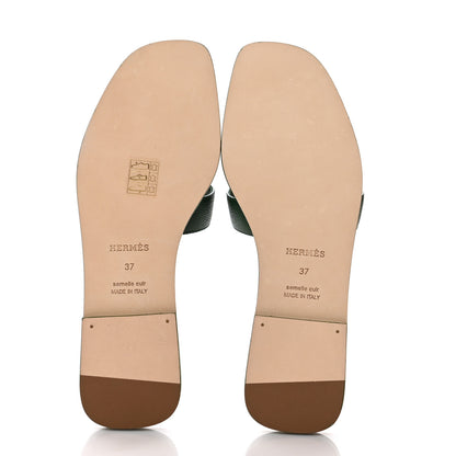 Hermes Epsom Oran Sandals 37 Vert Cactus 5 of 9