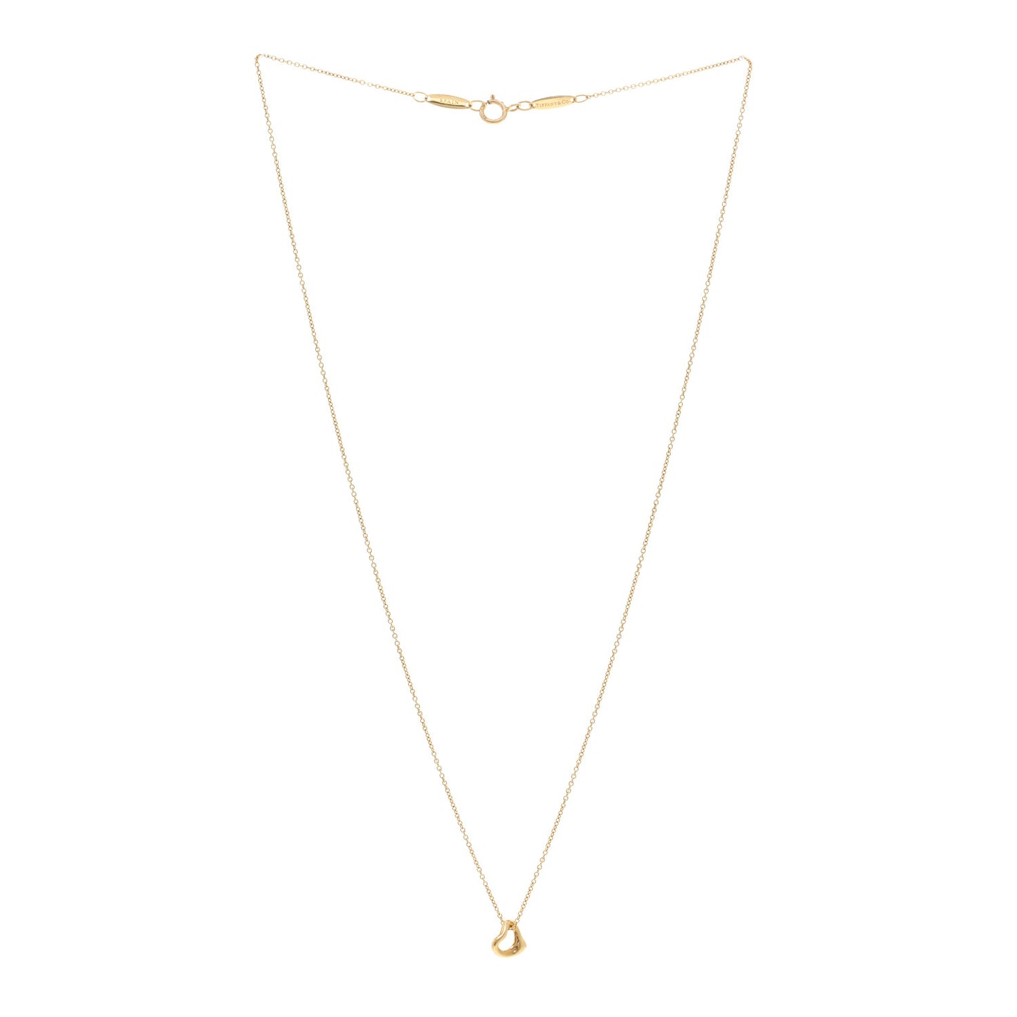 18K Yellow Gold 7mm Elsa Peretti Open Heart Pendant Necklace
