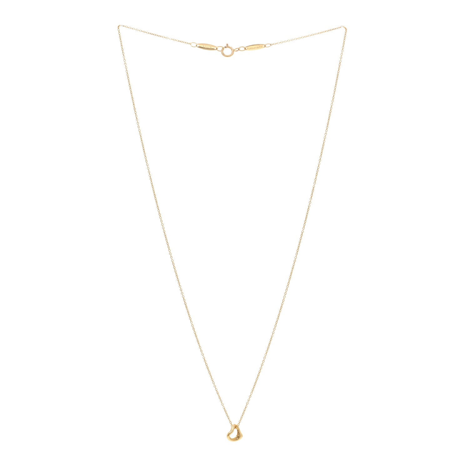 Tiffany 18K Yellow Gold 7mm Elsa Peretti Open Heart Pendant Necklace 4 of 5