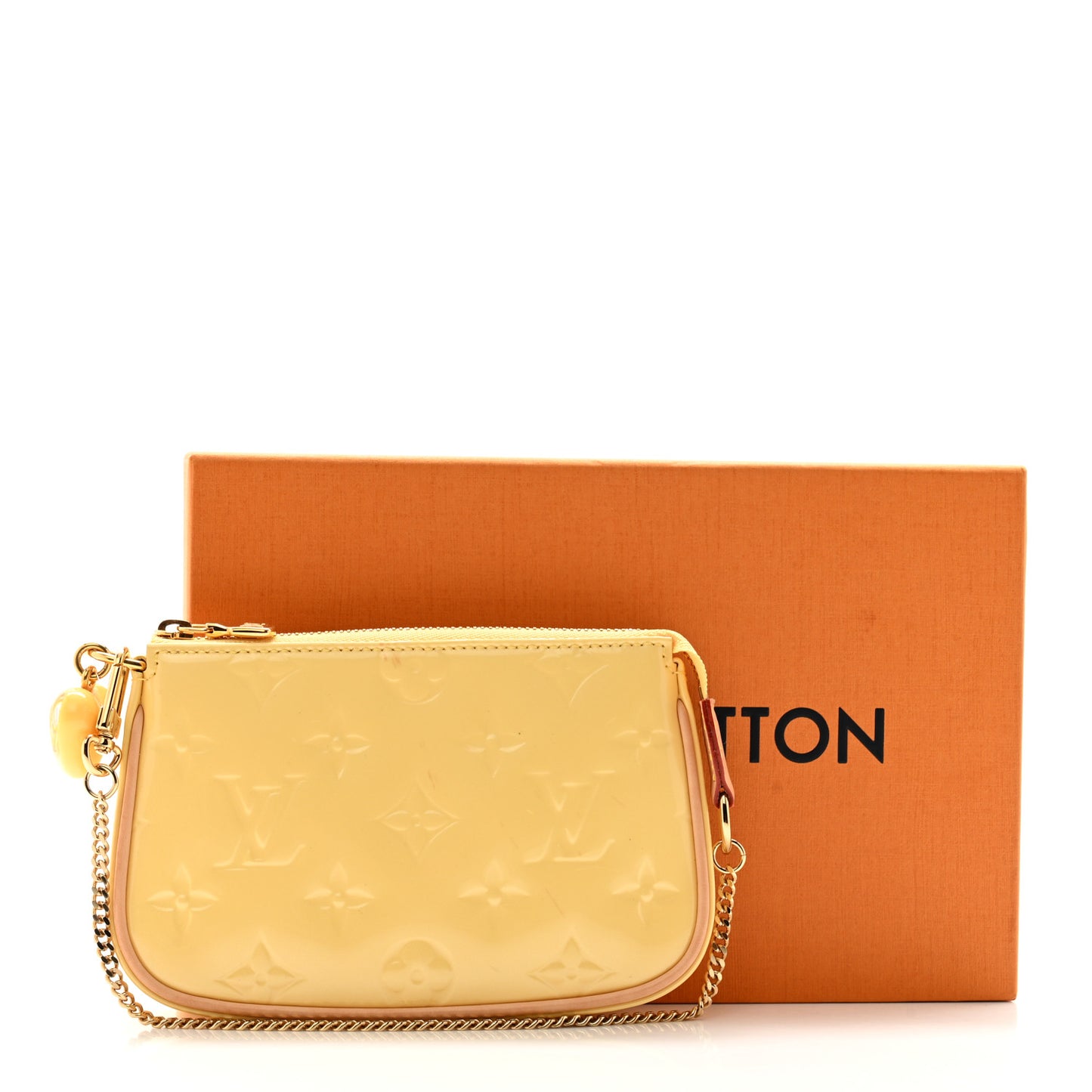 Metallic Vernis Valentine Mini Pochette Accessories Banana Fizz