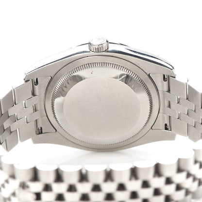 Rolex Stainless Steel 18K White Gold Diamond 36mm Oyster Perpetual Datejust Watch Rhodium Waves 116244 4 of 6