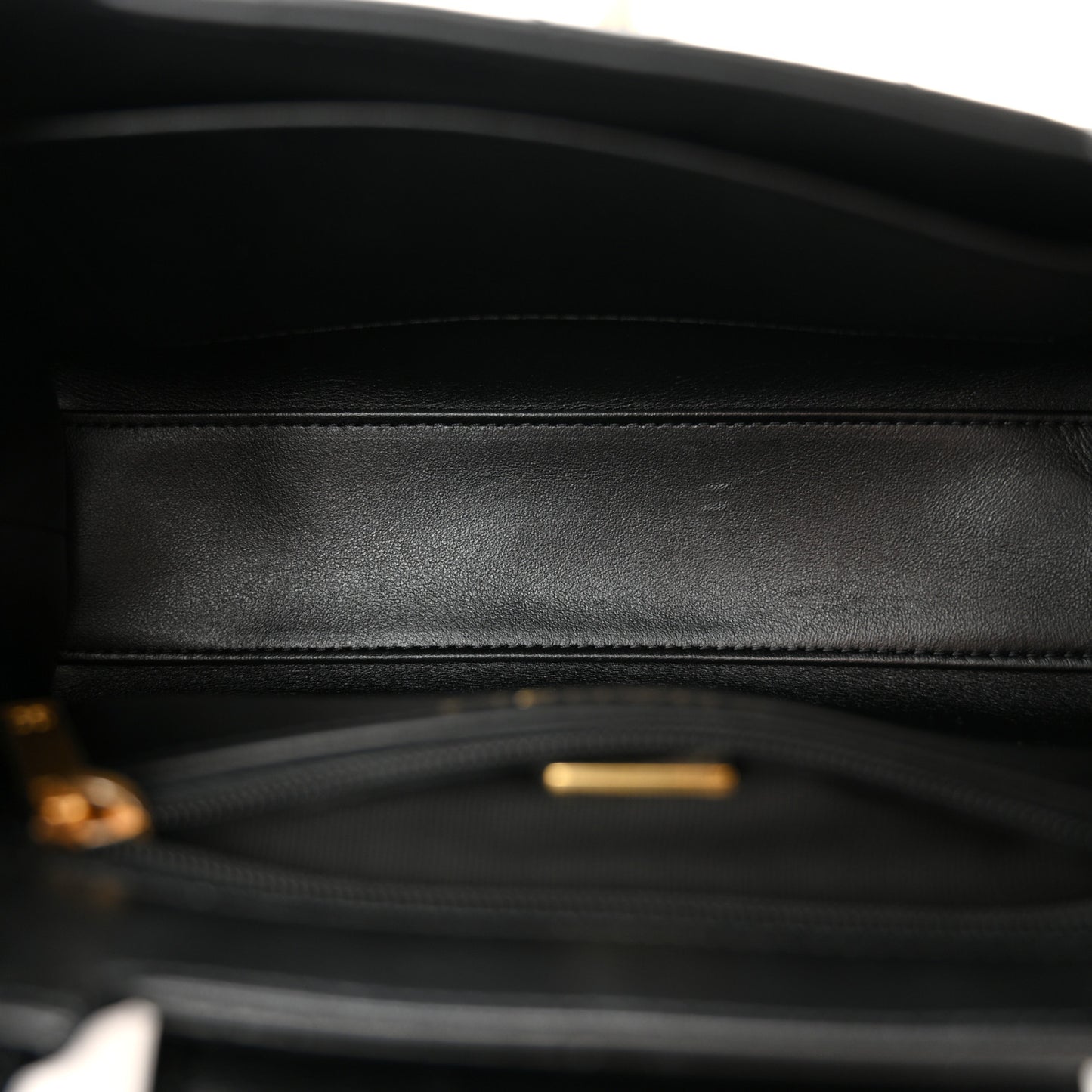 Shiny Aged Calfskin Quilted Nano Kelly Shopper Black