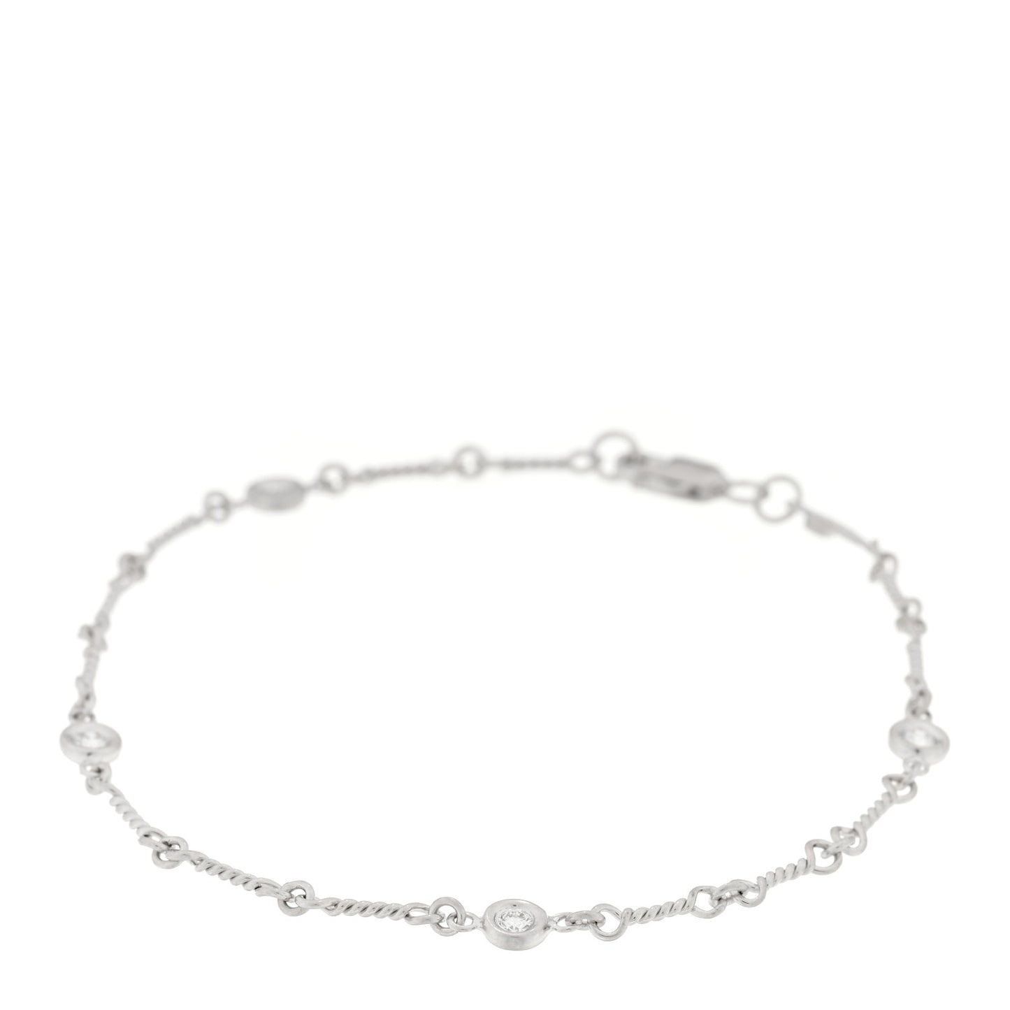 18K White Gold Diamond DogBone Chain Station Bracelet