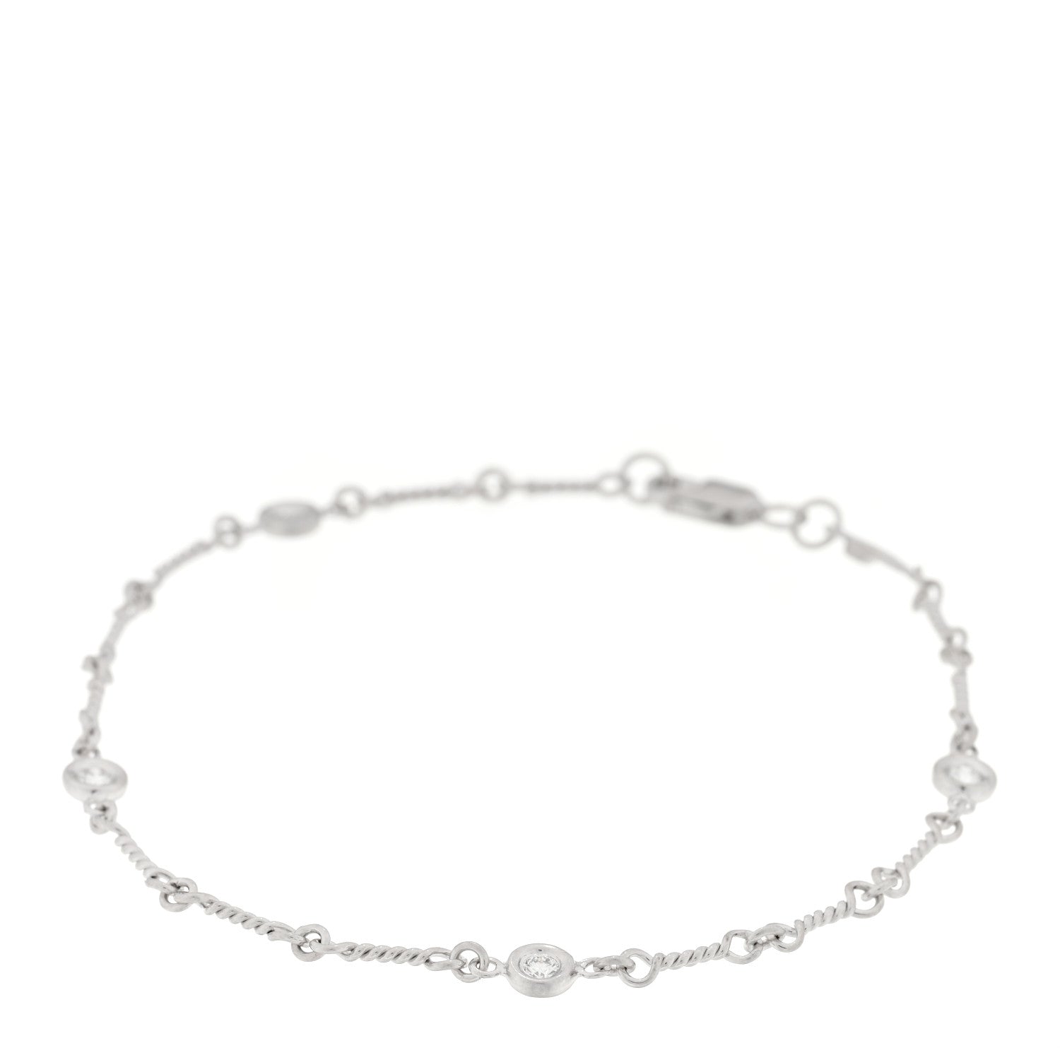Roberto Coin 18K White Gold Diamond DogBone Chain Station Bracelet 1 of 3
