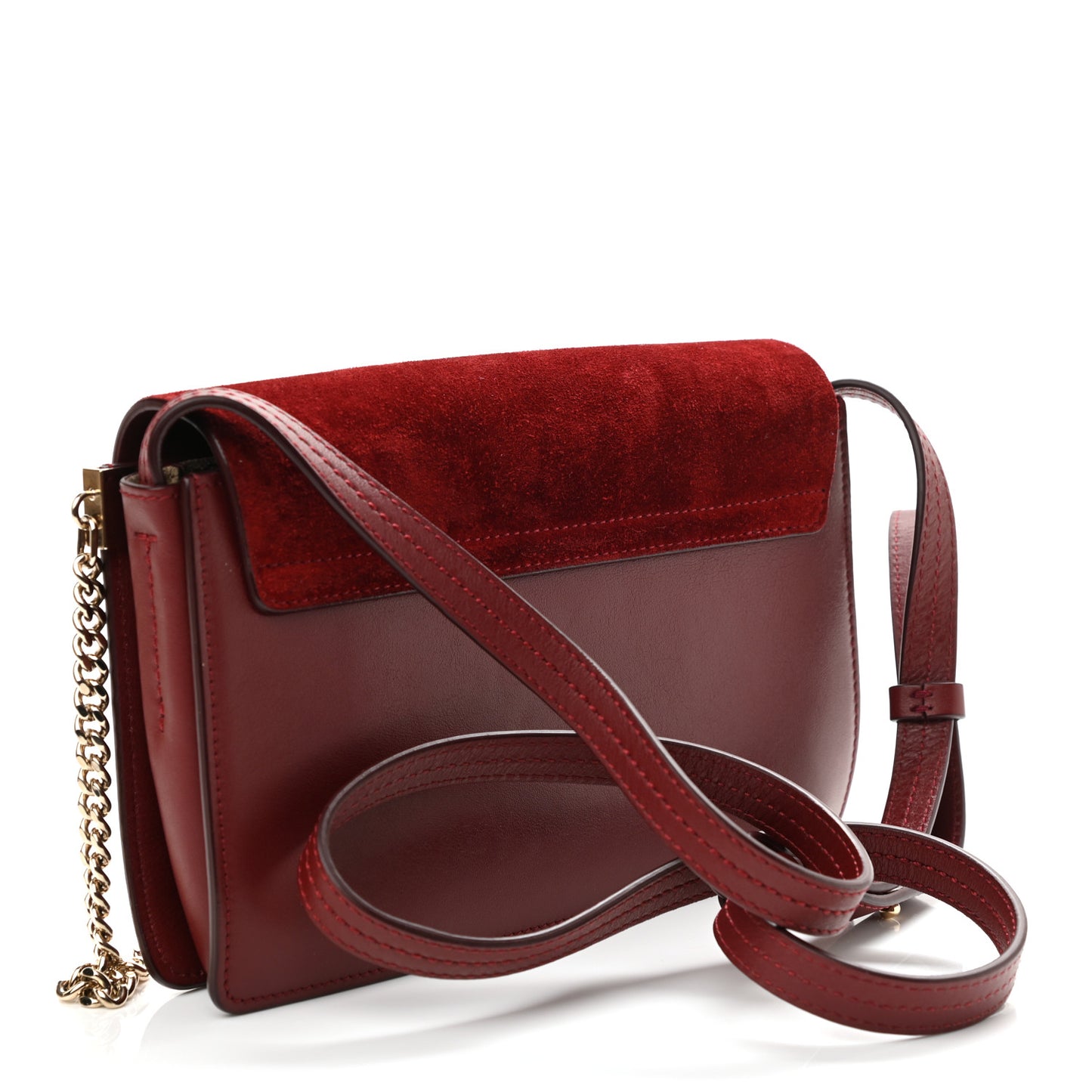 Suede Calfskin Small Faye Shoulder Bag Plum Purple