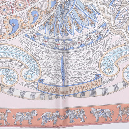 Hermes Silk Le Jardin De La Maharani Scarf 90 Rose Pale Aqua Poudre 3 of 6