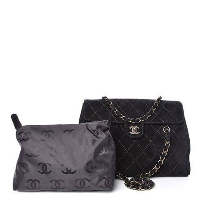 Chanel Suede Diamond Stitched Flap Bag Black 4 of 17