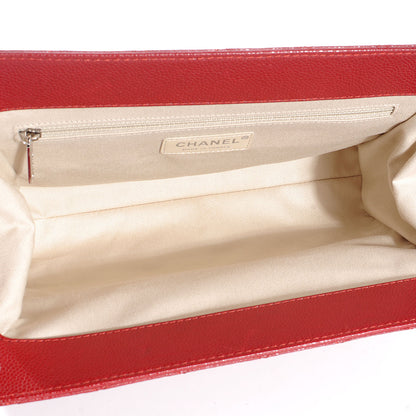 Chanel Caviar Quilted CC Large Clutch Red 6 of 8