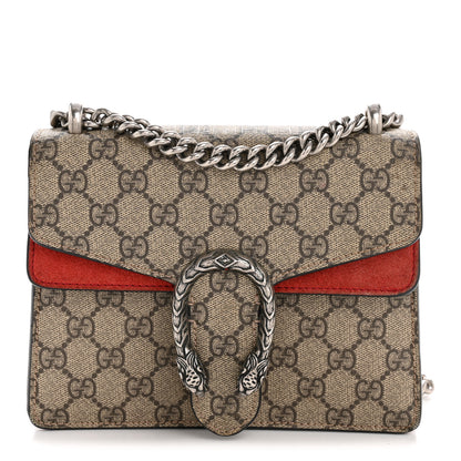Gucci GG Supreme Monogram Suede Mini Dionysus Shoulder Bag Beige Ebony Vulcanic Red 1 of 14