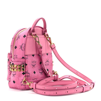 MCM Visetos Side Stud X-Mini Stark Bebe Boo Backpack Pink 3 of 11