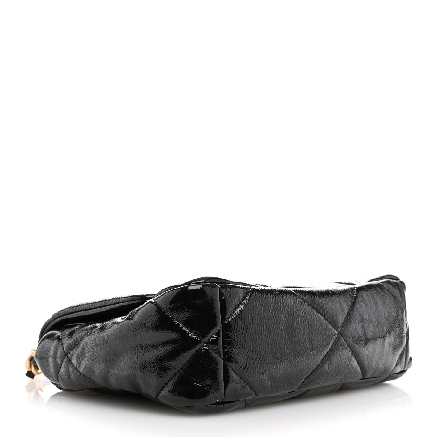 Shiny Crumpled Calfskin Quilted Medium Chanel 19 Flap Black