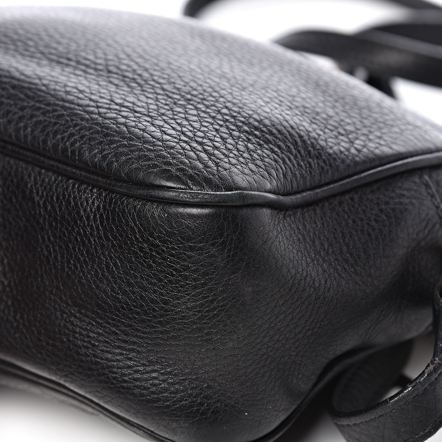 Pebbled Calfskin Small Soho Disco Bag Black