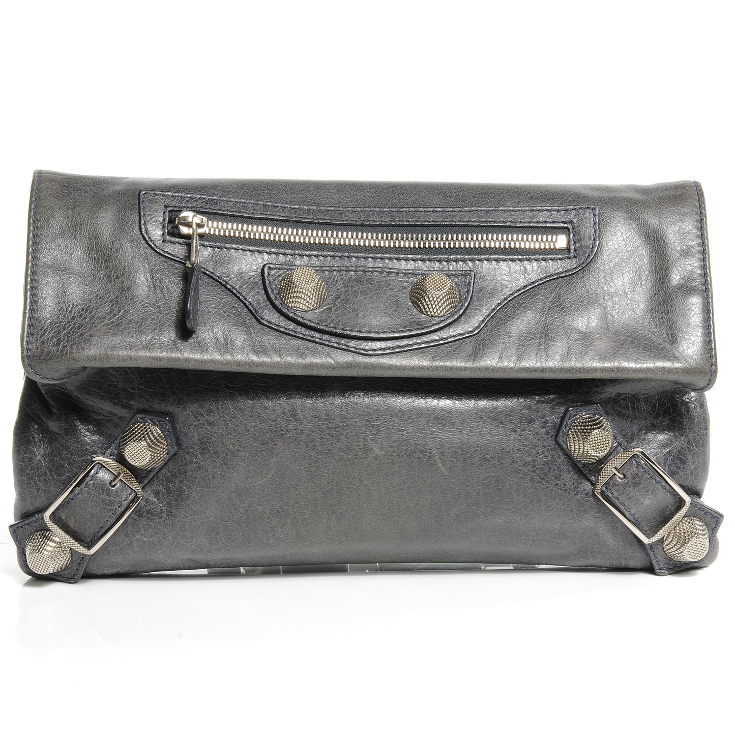 Agneau Giant 21 Silver Hardware Envelope Clutch Anthracite