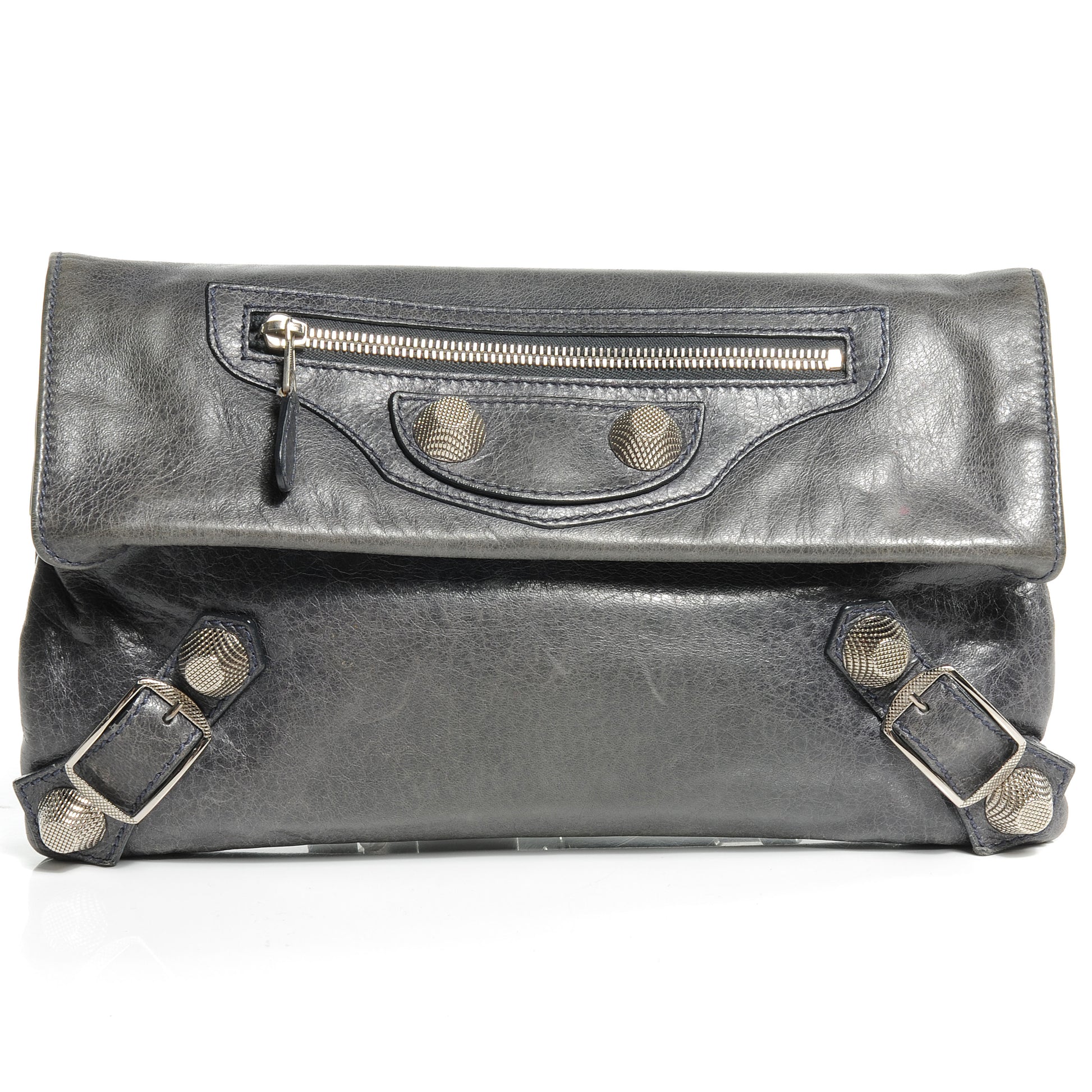 Balenciaga Agneau Giant 21 Silver Hardware Envelope Clutch Anthracite 1 of 8