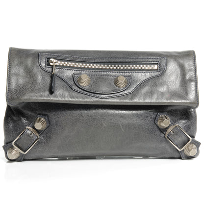 Balenciaga Agneau Giant 21 Silver Hardware Envelope Clutch Anthracite 1 of 8