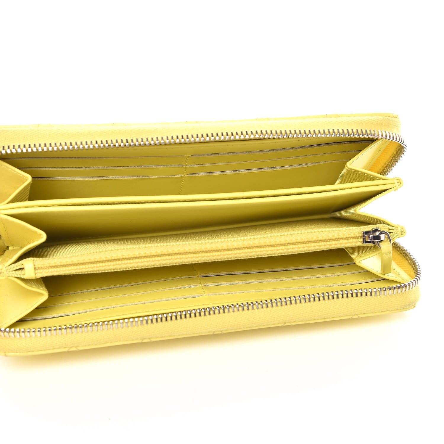 Chanel Patent Calfskin Quilted Large Gusset Zip Around Wallet Yellow 5 of 9
