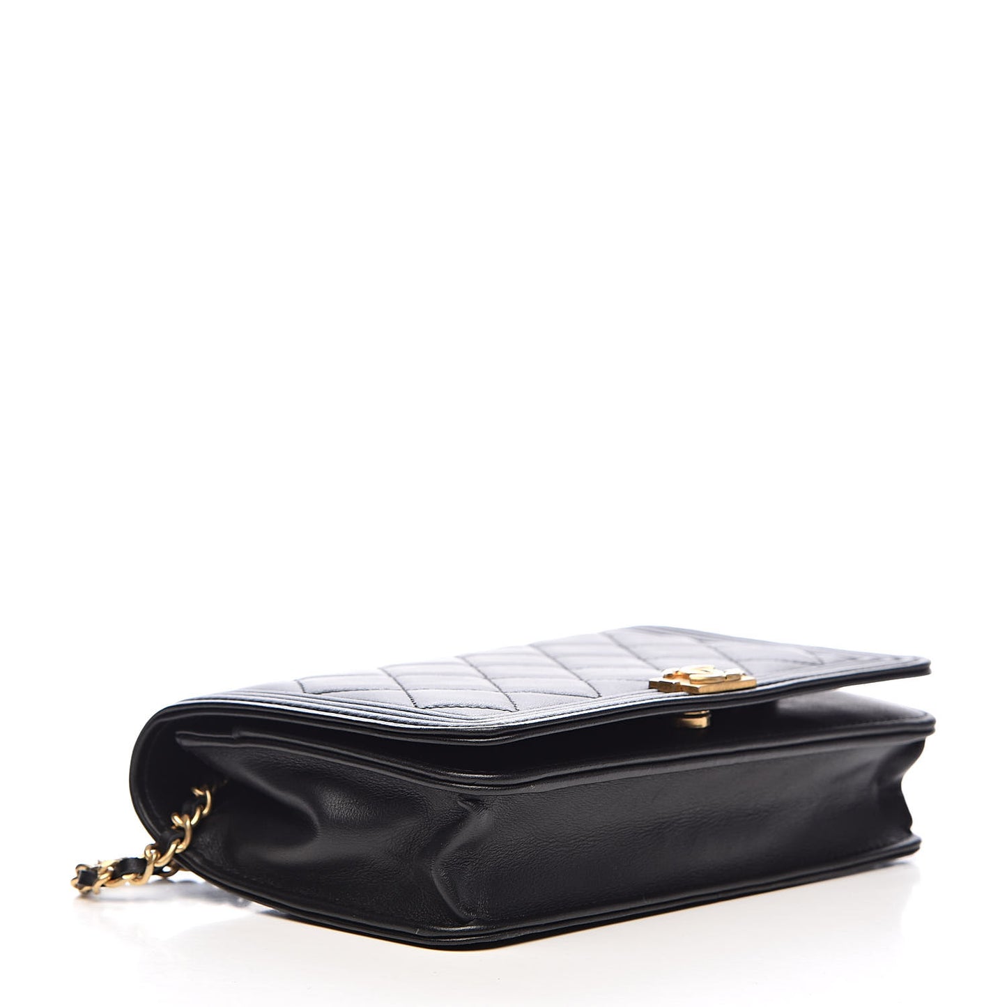 Lambskin Quilted Boy Wallet On Chain WOC Black