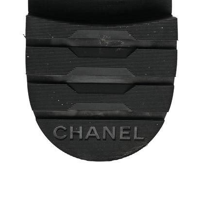 Chanel Shiny Goatskin Calfskin Quilted Lace Up Combat Boots 39 Black 6 of 9