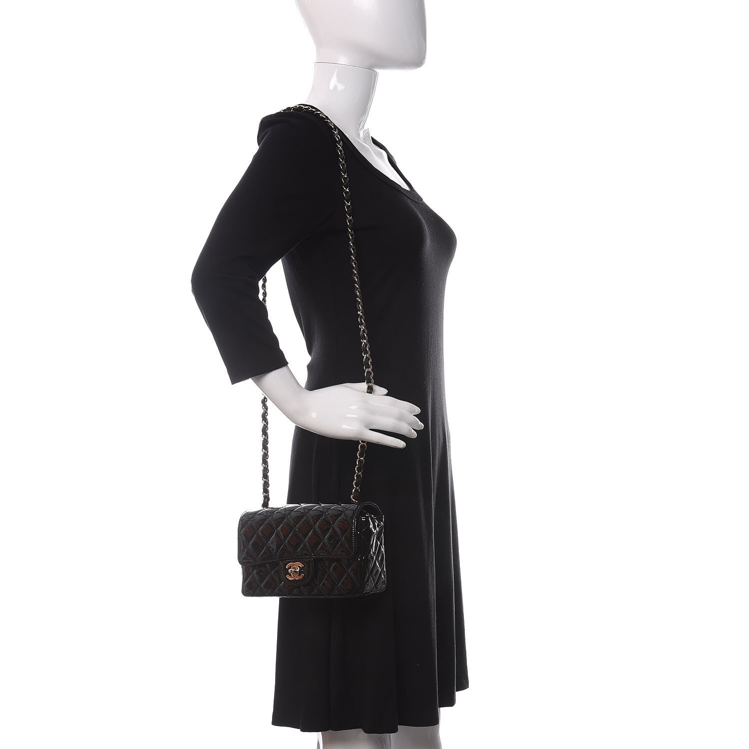 Chanel Patent Calfskin Quilted Mini Rectangular Flap Black 2 of 11