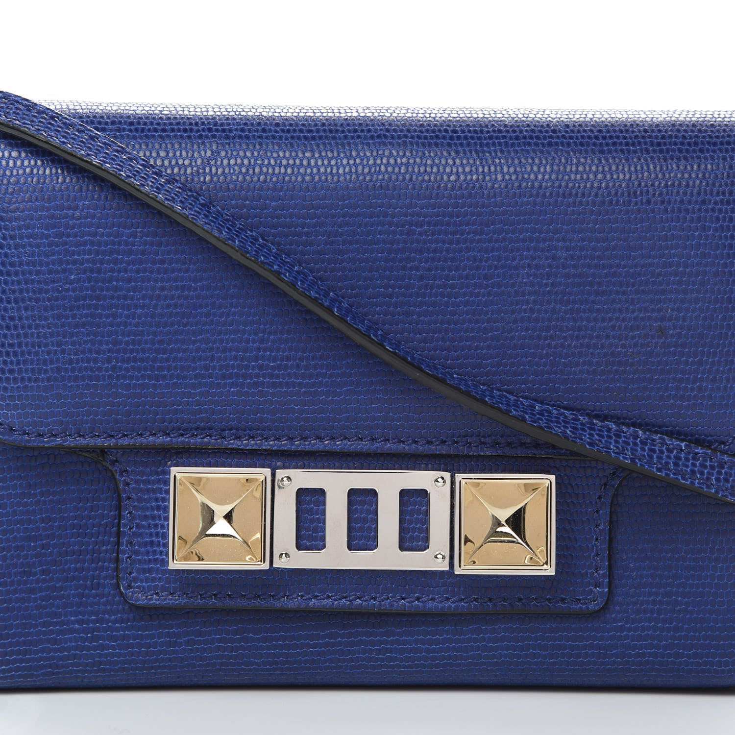 Proenza Schouler Calfskin Lizard Embossed PS11 Wallet With Strap Sapphire 7 of 11