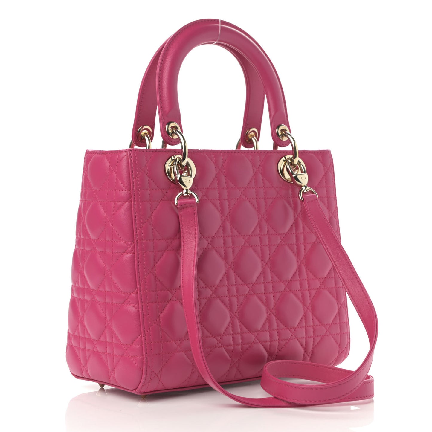 Lambskin Cannage Medium Lady Dior Fuchsia