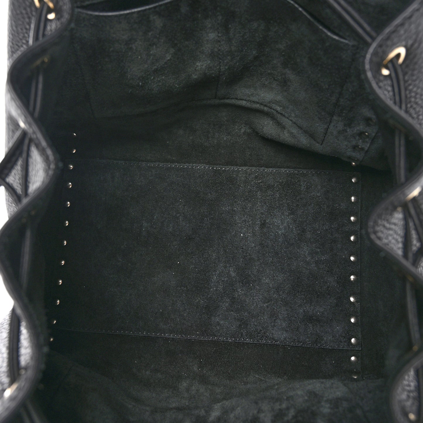 VALENTINO GARAVANI Grained Calfskin Rockstud Double Handle Cinch Tote Black