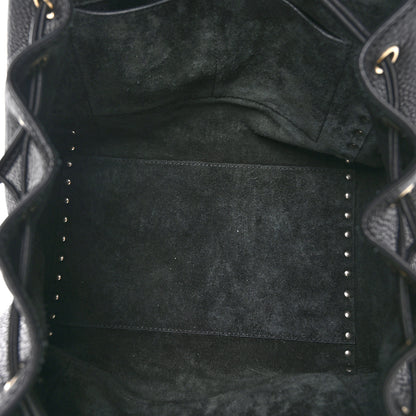 Valentino Garavani VALENTINO GARAVANI Grained Calfskin Rockstud Double Handle Cinch Tote Black 5 of 10