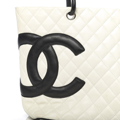 Chanel Calfskin Quilted Large Cambon Tote White Black 13 of 13